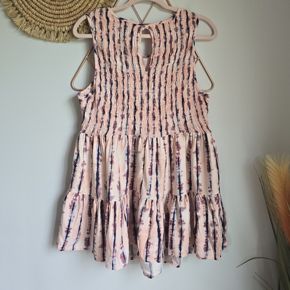 Torrid, New, Rayon Twill Smocked Tiered Pink Striped Tie Dye Tank Top Size 2X - Picture 6 of 12